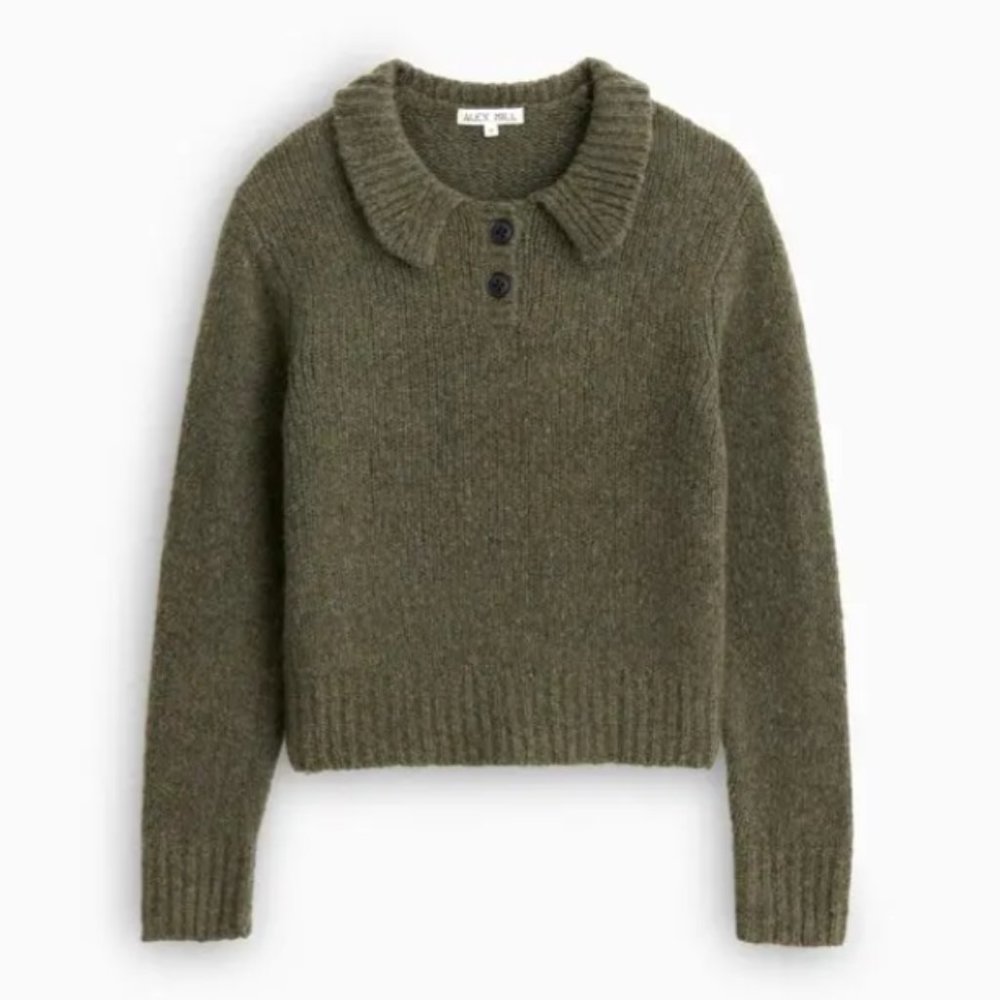 Alex Mill - Frank Henley Sweater, Olive, Medium (never worn)